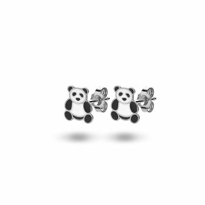 Boucles D’oreilles | Boucles D’Oreilles en Argent, Panda Noir et blanc – Enfants Bijoux Boucles D'oreilles