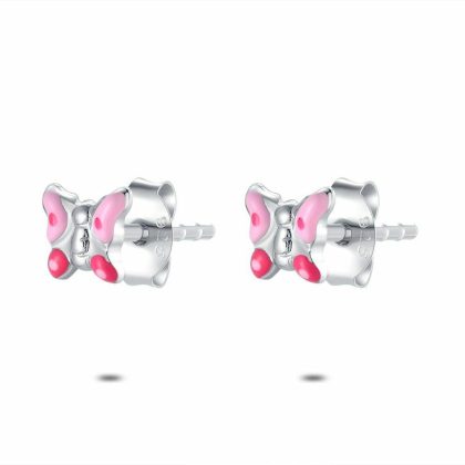 Boucles D’oreilles | Boucles D’Oreilles en Argent, Papillon, Rose Rose – Enfants Bijoux Boucles D'oreilles