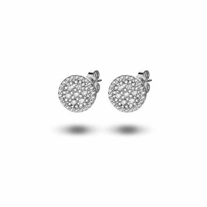 Boucles D’oreilles | Boucles D’Oreilles en Argent, Pastille de Zircons Blanc – Femmes Bijoux Blanc