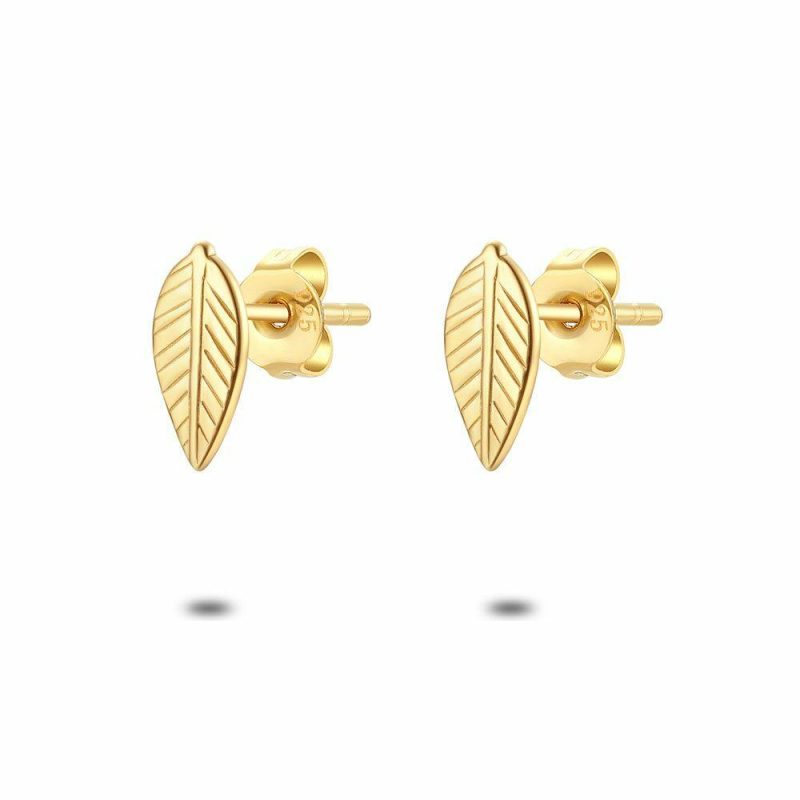 Boucles D’oreilles | Boucles D’Oreilles en Argent Plaqué Or 18 Ct, Feuille Pas de couleur – Enfants Bijoux Boucles D'oreilles