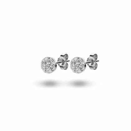 Boucles D’oreilles | Boucles D’Oreilles en Argent, Rond, Cristaux Blanc – Femmes Bijoux Blanc