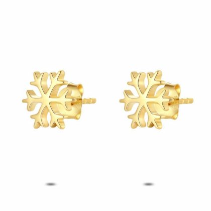 Boucles D’oreilles | Boucles D’Oreilles en Or Plaqué 18 Ct, Flocon de Neige, 10 mm – Femmes Bijoux Boucles D'oreilles