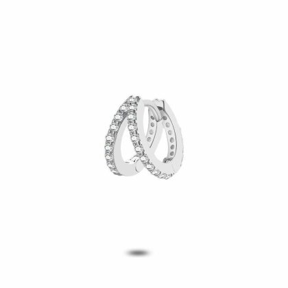 Boucles par Pièce | Boucle D’Oreille en Argent, Double Boucle Ouverte Blanc – Femmes Bijoux Blanc