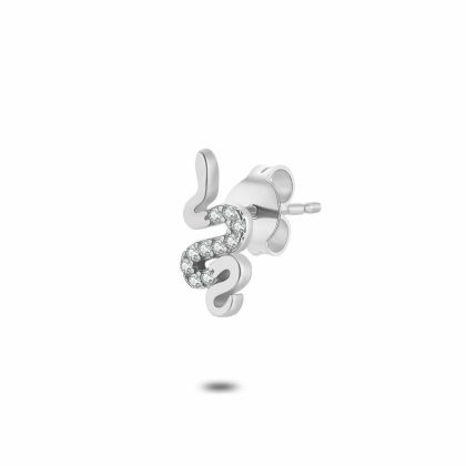 Boucles par Pièce | Boucle D’Oreille en Argent Par Pièce, Serpent Avec Zircones Blanc – Femmes Bijoux Blanc