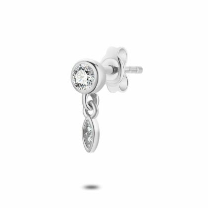 Boucles par Pièce | Boucle D’Oreille Par Pièce en Argent, Ellipse et Rond, Zirconia Blanc – Femmes Bijoux Blanc