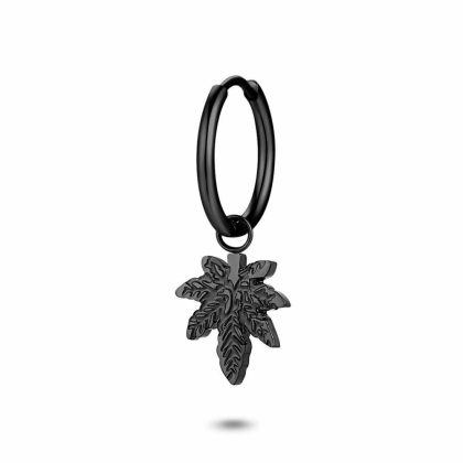 Boucles par Pièce | Boucle Par Pièce en Acier Poli, Anneau, Feuille Noir – Femmes Bijoux Boucles par Pièce