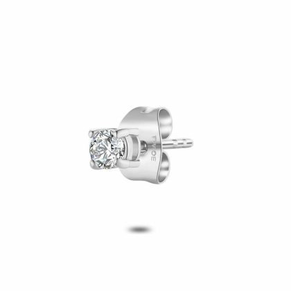 Boucles par Pièce | Boucle Par Pièce en Acier Poli, Zircon, 3 mm Blanc – Femmes Bijoux Blanc