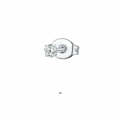 Boucles par Pièce | Boucle Par Pièce en Acier Poli, Zircon, 3 mm Zilverkleur – Femmes Bijoux Boucles par Pièce