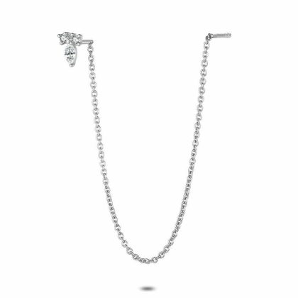 Boucles par Pièce | Boucle Par Pièce en Argent, 3 Pierres, Pour 2 Trous Blanc – Femmes Bijoux Blanc