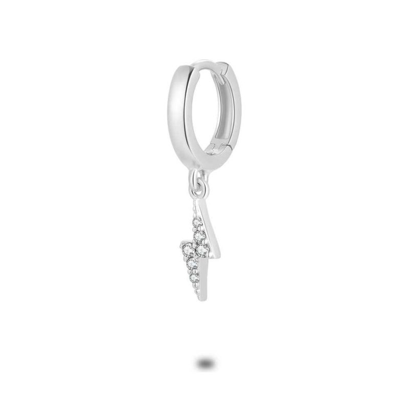 Boucles par Pièce | Boucle Par Pièce en Argent, Anneau, Éclair, Zircons Blancs Blanc – Femmes Bijoux Blanc