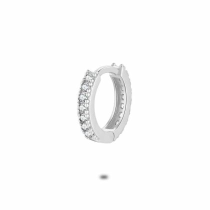 Boucles par Pièce | Boucle Par Pièce en Argent, Anneau Zircons, 12 mm Blanc – Femmes Bijoux Blanc