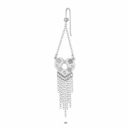 Boucles par Pièce | Boucle Par Pièce en Argent, Coeur Avec Cristaux, Chaînes Zilverkleur – Femmes Bijoux Boucles par Pièce