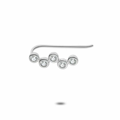 Boucles par Pièce | Boucle Par Pièce en Argent, Earclimber, 5 Zircons Ronds Blanc – Femmes Bijoux Blanc