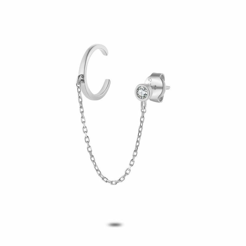 Boucles par Pièce | Boucle Par Pièce en Argent, Earcuff et Zirconia Blanc – Femmes Bijoux Blanc