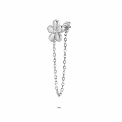 Boucles par Pièce | Boucle Par Pièce en Argent, Fleur Blanc – Femmes Bijoux Blanc