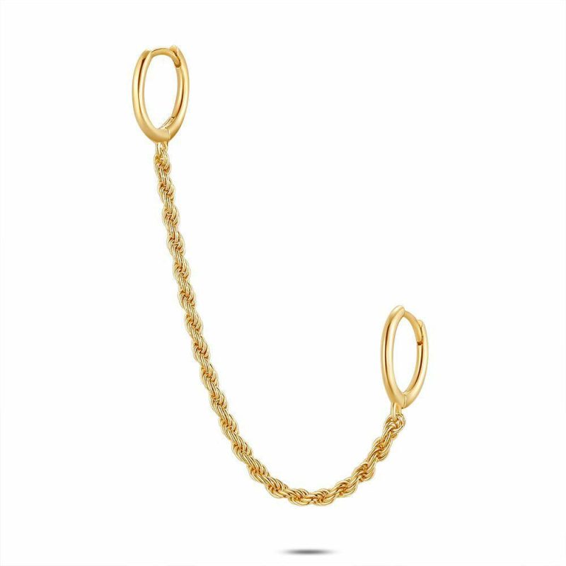 Boucles par Pièce | Boucle Par Pièce en Argent Plaqué Or 18Ct, 2 Anneaux Pas de couleur – Femmes Bijoux Boucles par Pièce