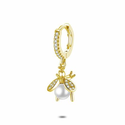 Boucles par Pièce | Boucle Par Pièce en Argent Plaqué Or 18Ct, Anneau Avec Luciole Blanc – Femmes Bijoux Blanc