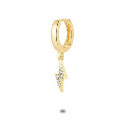 Boucles par Pièce | Boucle Par Pièce en Argent Plaqué Or 18Ct, Anneau, Éclair Blanc – Femmes Bijoux Blanc