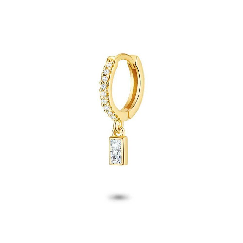 Boucles par Pièce | Boucle Par Pièce en Argent Plaqué Or 18Ct, Anneau, Zircons Blanc – Femmes Bijoux Blanc