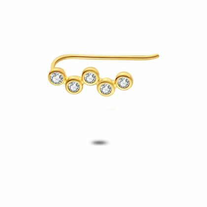 Boucles par Pièce | Boucle Par Pièce en Argent Plaqué Or 18Ct, Earclimber, 5 Pierres Blanc – Femmes Bijoux Blanc