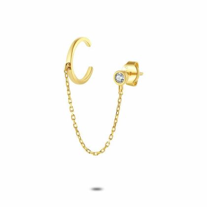 Boucles par Pièce | Boucle Par Pièce en Argent Plaqué Or 18Ct, Earcuff et Zirconia Blanc – Femmes Bijoux Blanc