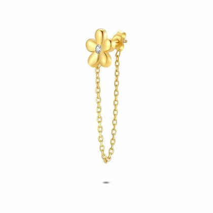 Boucles par Pièce | Boucle Par Pièce en Argent Plaqué Or 18Ct, Fleur Blanc – Femmes Bijoux Blanc