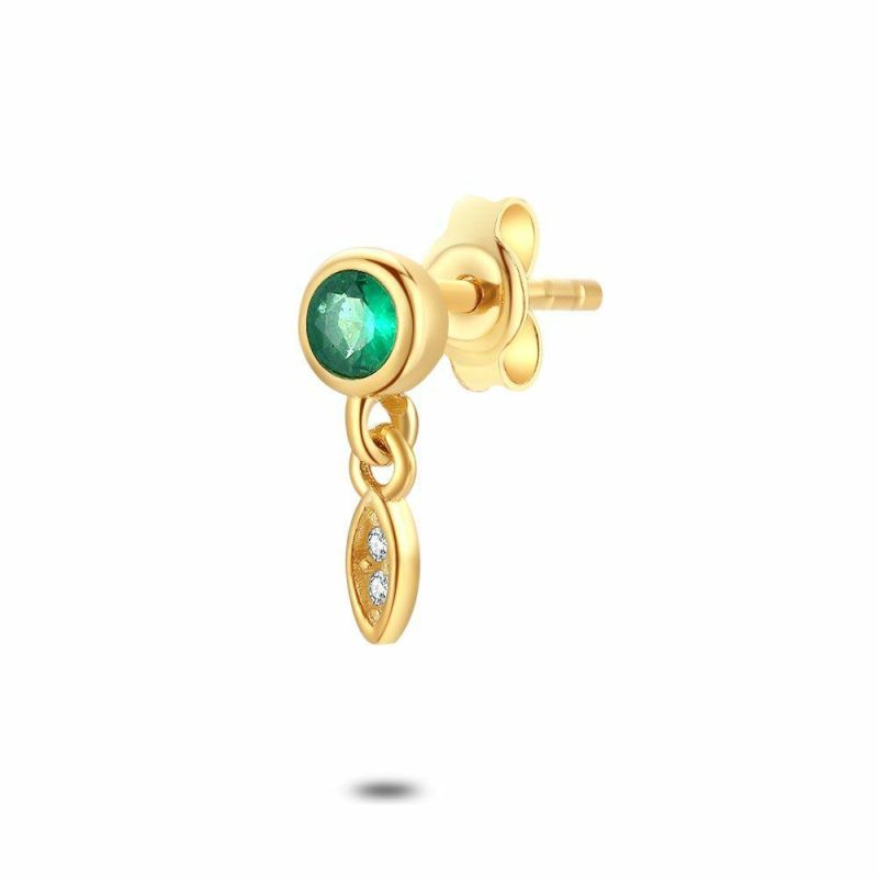 Boucles par Pièce | Boucle Par Pièce en Argent Plaqué Or 18Ct, Vert et Blanc Vert – Femmes Bijoux Boucles par Pièce