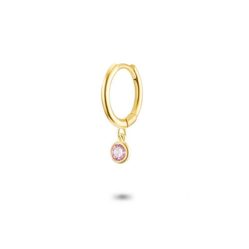 Boucles par Pièce | Boucle Par Pièce en Argent Plaqué Or 18Ct, Zircon Rose Rose – Femmes Bijoux Boucles par Pièce