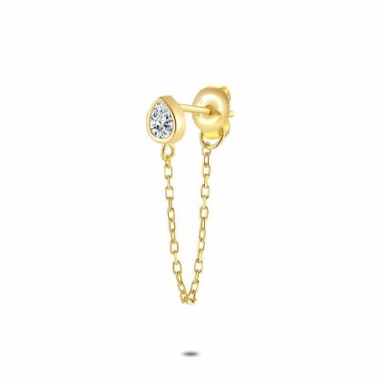 Boucles par Pièce | Boucle Par Pièce en Argent Plaqué Or 18Ct, Zirconia Blanc – Femmes Bijoux Blanc