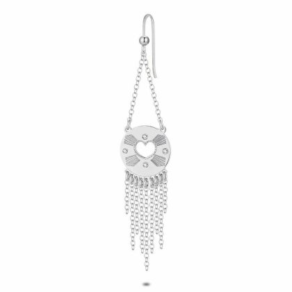 Boucles par Pièce | Boucle Par Pièce en Argent, Rond Avec Coeur Ouvert, Chaînes – Femmes Bijoux Boucles par Pièce