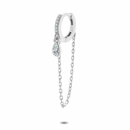 Boucles par Pièce | Boucles D’Oreilles en Argent Par Pièce, Anneau Avec Zircons, Chaine Blanc – Femmes Bijoux Blanc