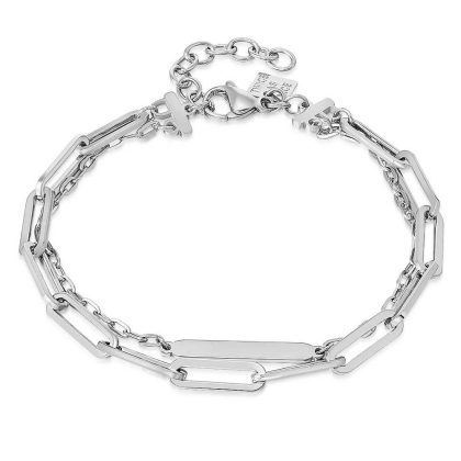 Bracelets | Bracelet en Acier Poli, 2 Chaînes, Maillons Ovales Zilverkleur – Femmes Bijoux Bracelets