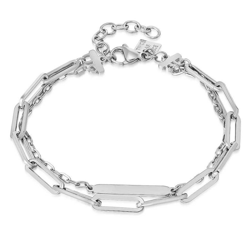 Bracelets | Bracelet en Acier Poli, 2 Chaînes, Maillons Ovales Zilverkleur – Femmes Bijoux Bracelets