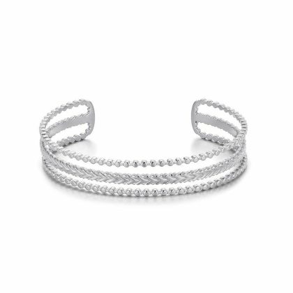 Bracelets | Bracelet en Acier Poli, Bangle Ouvert, 3 Rangées Zilverkleur – Femmes Bijoux Bracelets