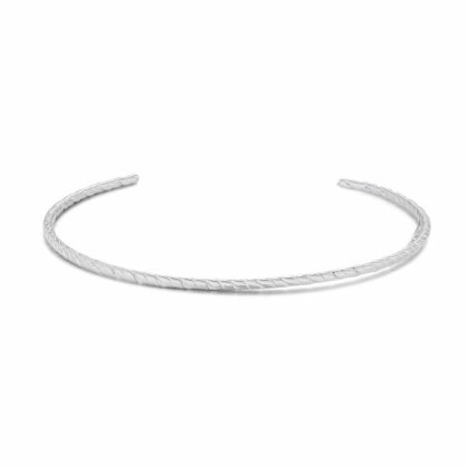 Bracelets | Bracelet en Acier Poli, Bangle Ouvert, Strié, Fin – Femmes Bijoux Bracelets