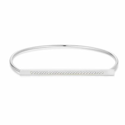 Bracelets | Bracelet en Acier Poli, Bangle, Pierres Blanc – Femmes Bijoux Blanc