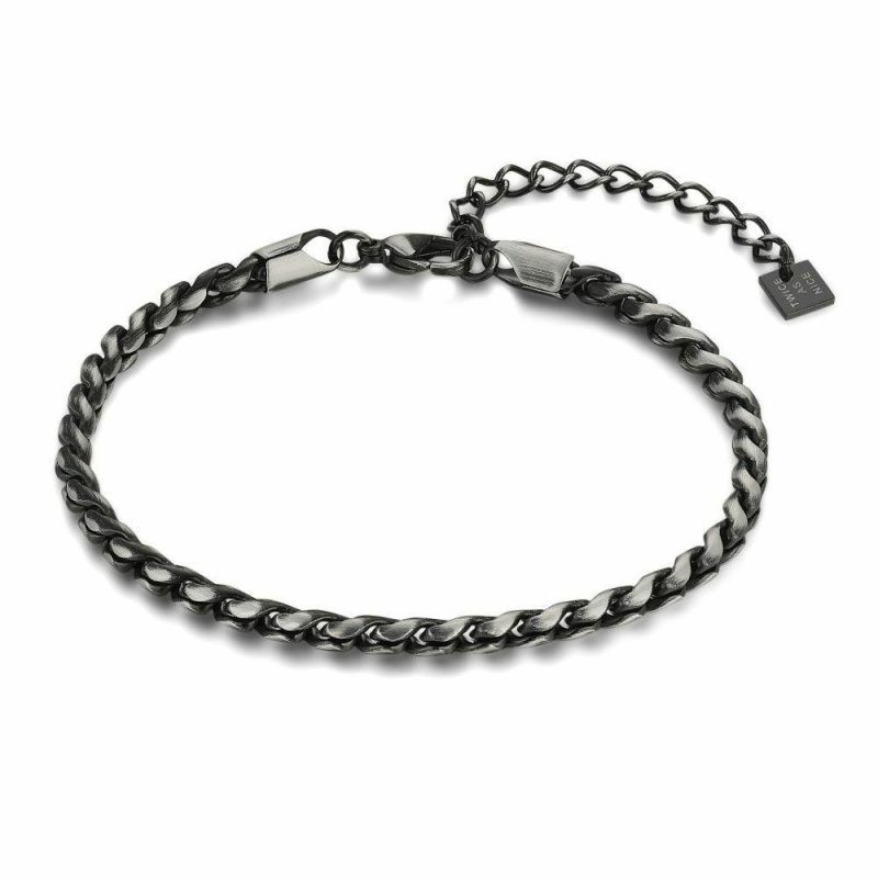 Bracelets | Bracelet en Acier Poli, Bracelet À Maillons, Acier Noir Mat Blanc – Hommes Bijoux Blanc