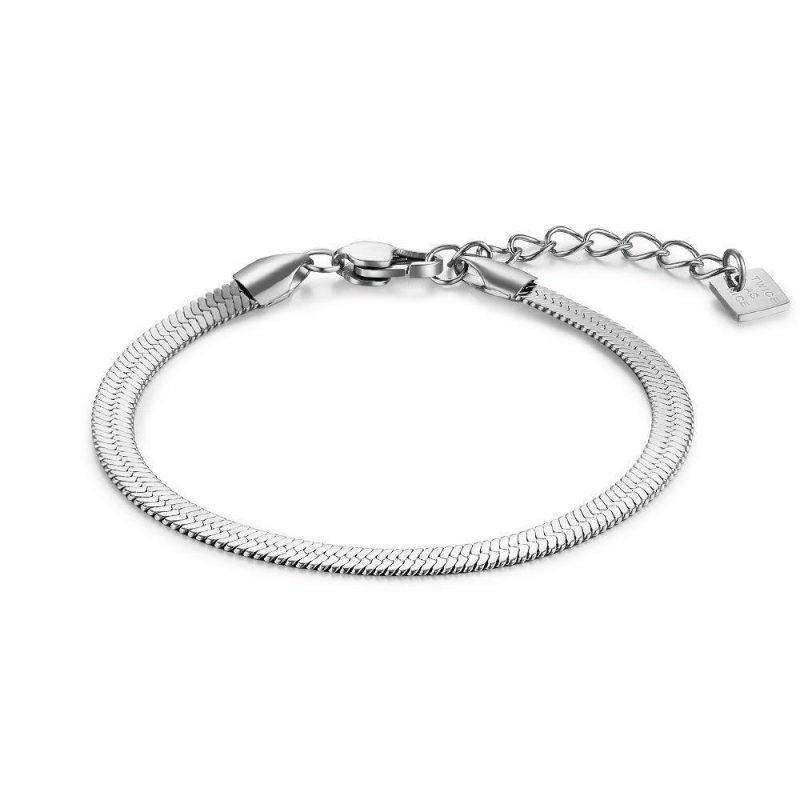 Bracelets | Bracelet en Acier Poli, Chaîne de Serpent, Platte, 4 mm – Femmes Bijoux Bracelets