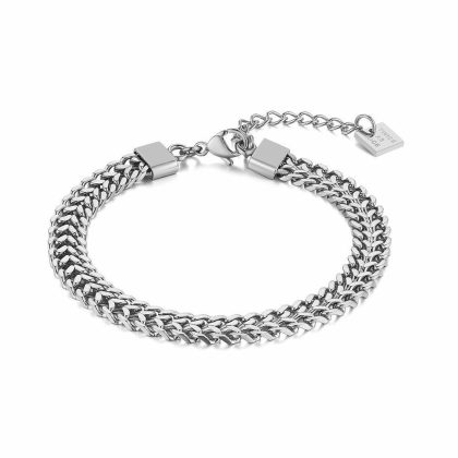 Bracelets | Bracelet en Acier Poli, Chaîne Gourmette Double Plat Zilverkleur – Femmes Bijoux Bracelets