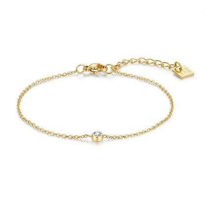 Bracelets | Bracelet en Acier Poli Couleur Or, 1 Cristal, 4 mm – Femmes Bijoux Bracelets