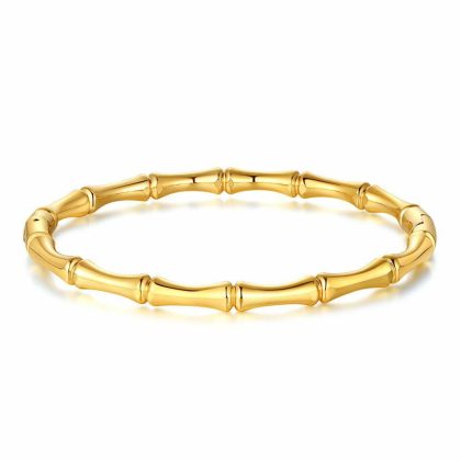 Bracelets | Bracelet en Acier Poli Couleur Or, Bangle Bamboo – Femmes Bijoux Bracelets