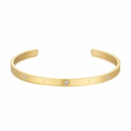 Bracelets | Bracelet en Acier Poli Couleur Or, Bangle Ouvert, Cristaux, Étoiles, Lunes Goudkleur – Femmes Bijoux Bracelets