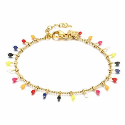 Bracelets | Bracelet en Acier Poli Couleur Or, Émail Multicolores Multi – Femmes Bijoux Bracelets