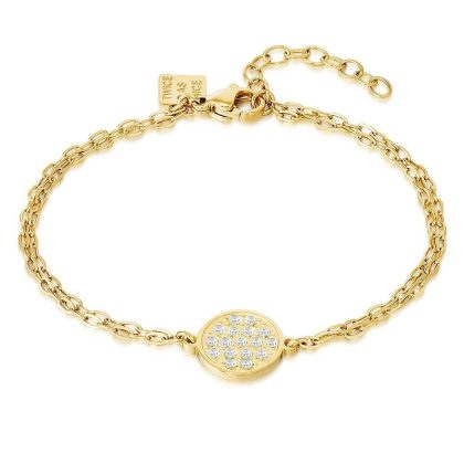 Bracelets | Bracelet en Acier Poli Couleur Or, Cercle Avec Cristaux Blancs Blanc – Femmes Bijoux Blanc