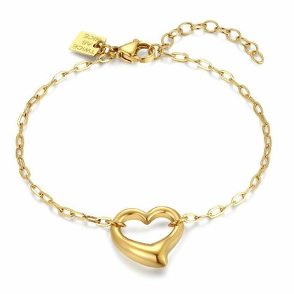 Bracelets | Bracelet en Acier Poli Couleur Or, Coeur Ouvert Pas de couleur – Femmes Bijoux Bracelets