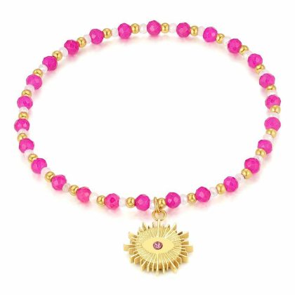 Bracelets | Bracelet en Acier Poli Couleur Or, Oeuil Rose Rose – Femmes Bijoux Bracelets