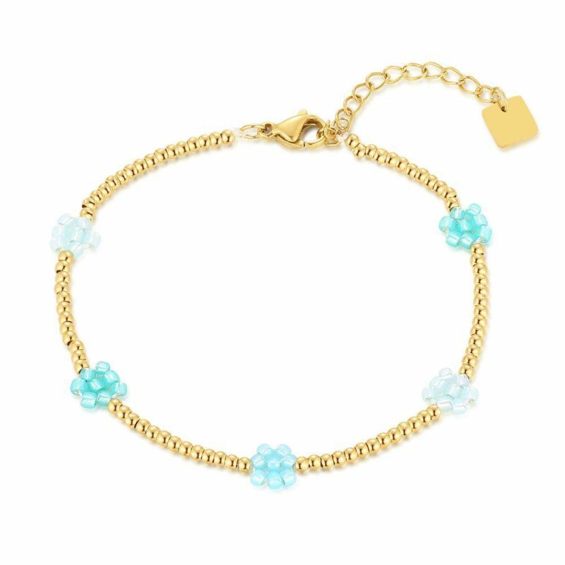 Bracelets | Bracelet en Acier Poli Couleur Or, Perles Miyuki Bleu – Femmes Bijoux Bleu