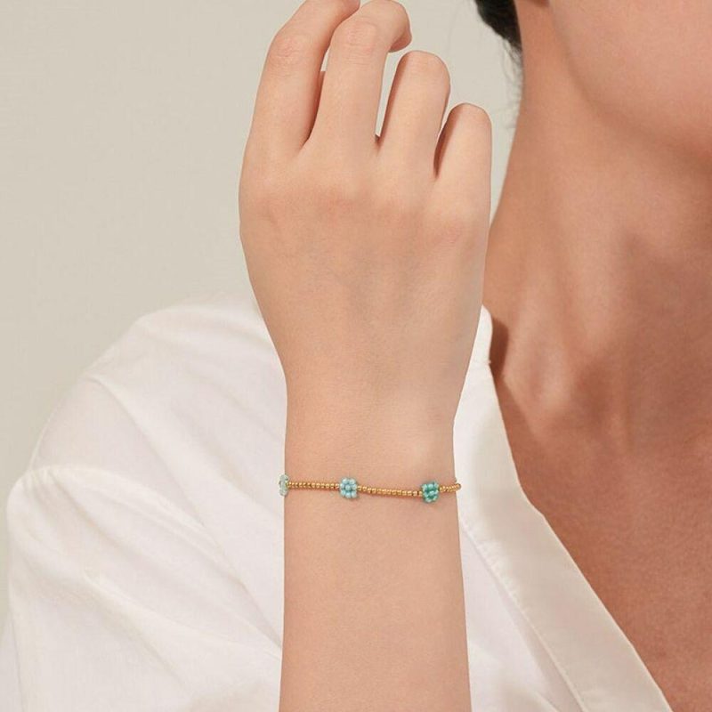 Bracelets | Bracelet en Acier Poli Couleur Or, Perles Miyuki Bleu – Femmes Bijoux Bleu