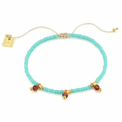 Bracelets | Bracelet en Acier Poli Couleur Or, Pierres Turquoises et Mauves Multi – Femmes Bijoux Bracelets