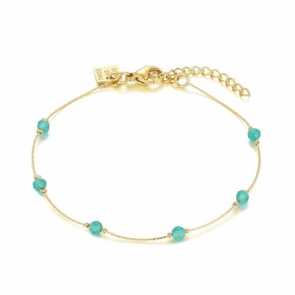 Bracelets | Bracelet en Acier Poli Couleur Or, Pierres Vertes Vert – Femmes Bijoux Bracelets